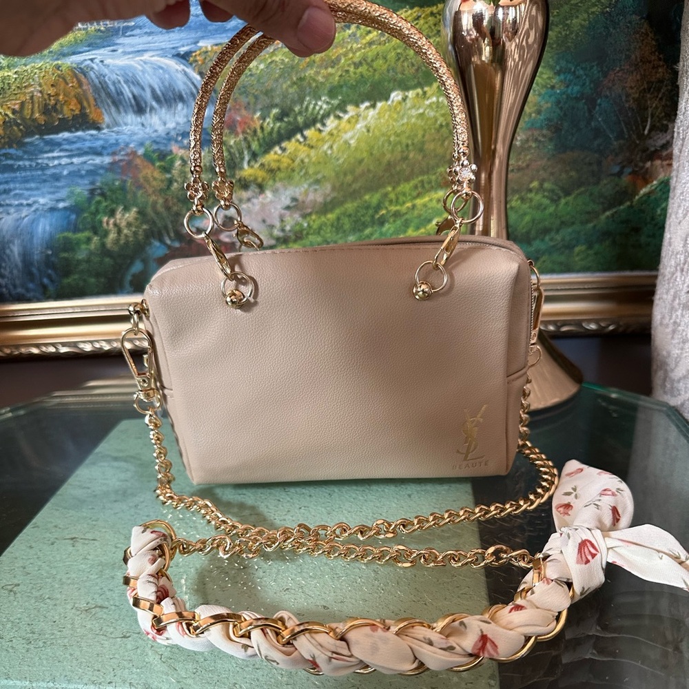 Yves Saint Laurent Beige Handbag with  gold Handle